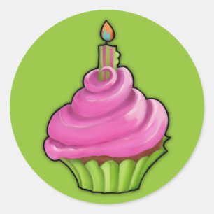 Pink & Green Cupcake green Sticker