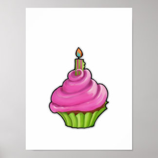 Pink & Green Cupcake Poster