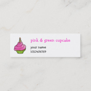 Pink & Green Cupcake small Mini Business Card
