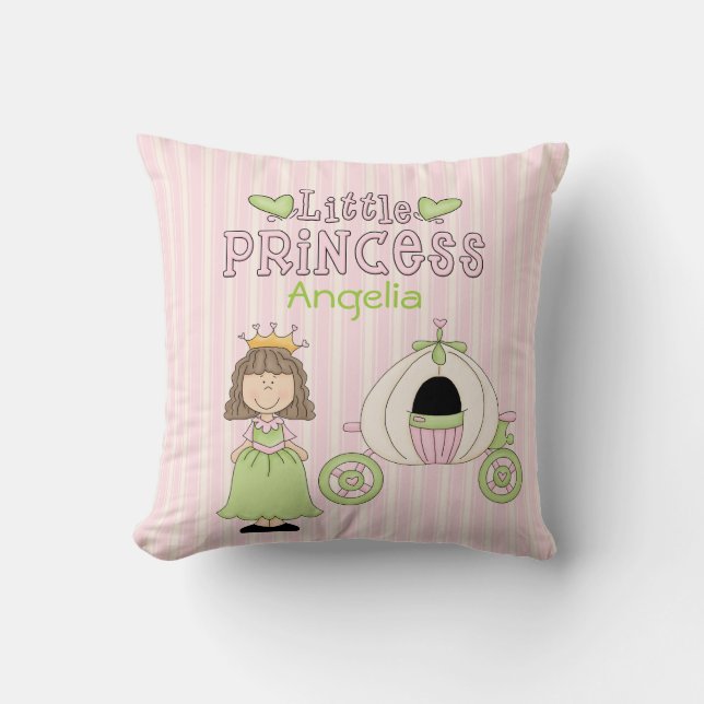 Pink & Green Custom Princess Throw Pillow (Front)