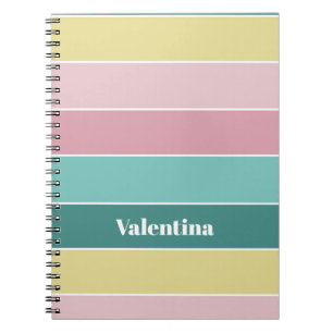 Pink Green Custom Summer Colour Block Stripes Notebook