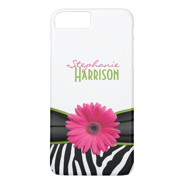 Pink Green Daisy Zebra Personalised iPhone 6 case (Back)