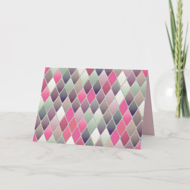 pink green diamond pastel greetings card (Front)