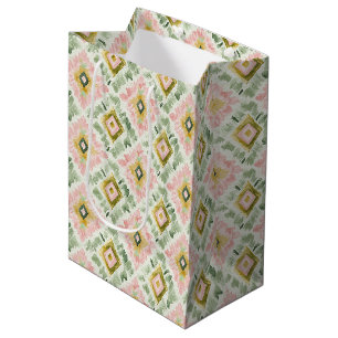 Pink Green Diamond Pattern Birthday Medium Gift Bag