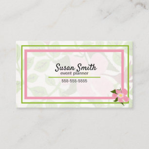Pink Green Dogwood Hand-Painted Spring Flower Business Card