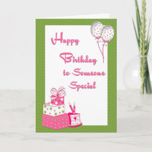 Pink Green Dots Birthday Greeting Card