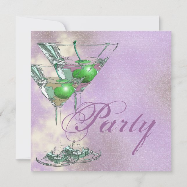 Pink green elegant 21st invitation (Front)