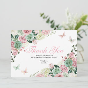 Pink & Green Enchanted Garden Thank You Card