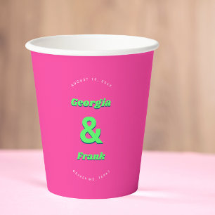 Pink & Green Engagement Party Wedding  Paper Cups