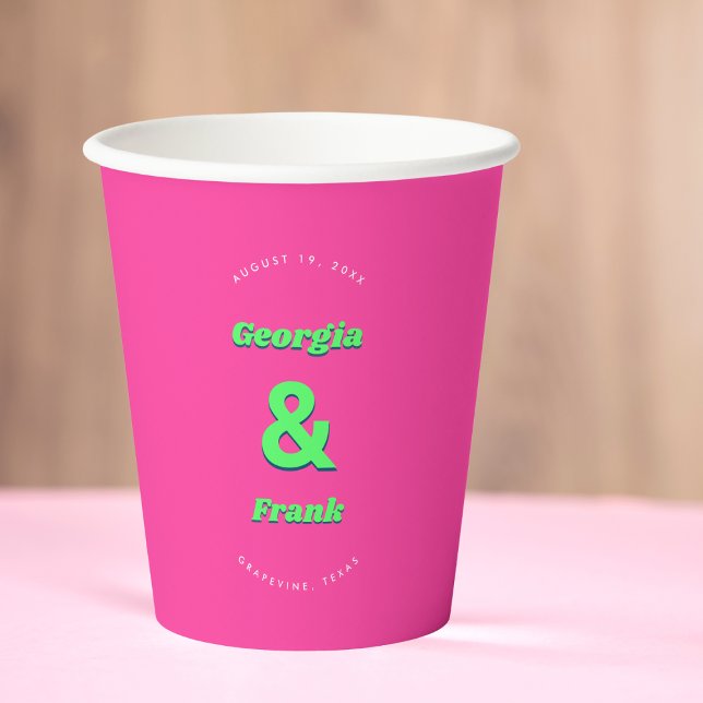 Pink & Green Engagement Party Wedding  Paper Cups (Creator Uploaded)