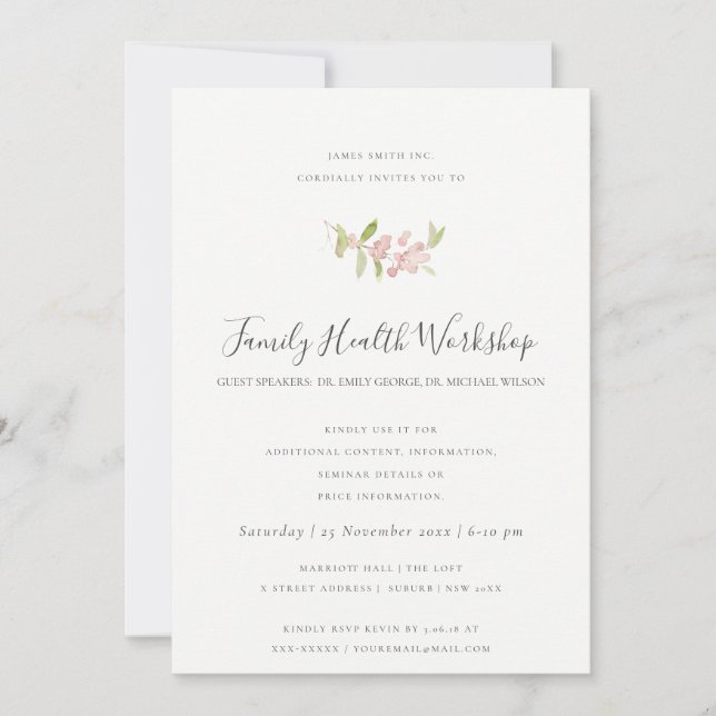 PINK GREEN FAUNA EUCALYPTUS WREATH WORKSHOP EVENT INVITATION (Front)