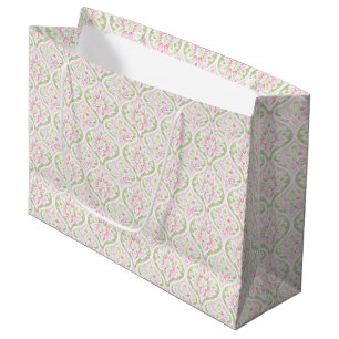 Pink Green Floral Abstract Birthday Large Gift Bag