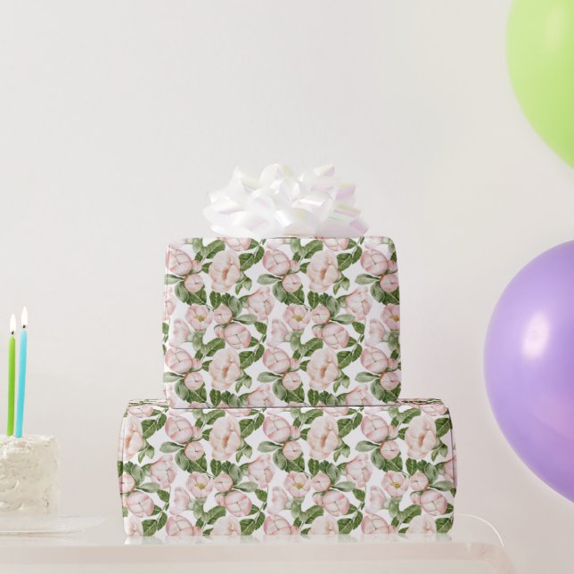  Pink Green Floral Birthday Bridal Shower For Her Wrapping Paper (Party Gifts)