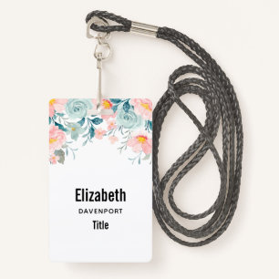 Pink & Green Floral Border ID Badge