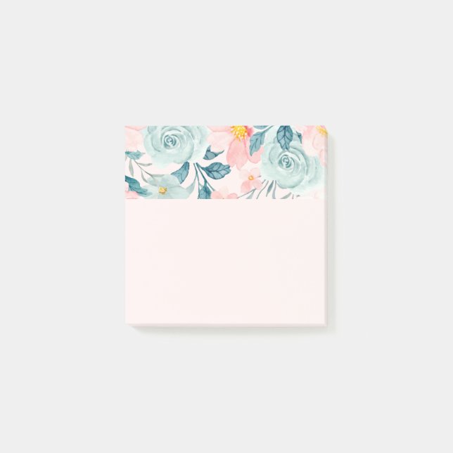 Pink & Green Floral Border Post-it Notes (Front)