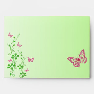 Pink Green Floral Butterfly Envelope for 5"x7"'s