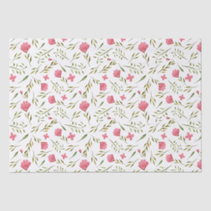 Pink Green Floral Flowers Decoupage Tissue Paper