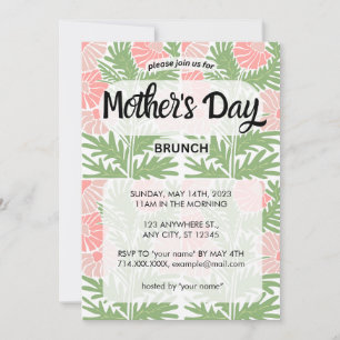 Pink & Green Floral Mother's Day Brunch Invitation