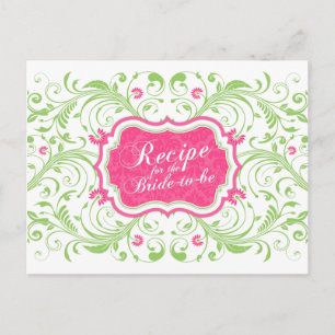 Pink Green Floral Recipe Card for the Bride