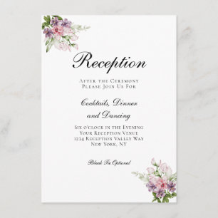 Pink Green Floral Traditional Wedding Reception Enclosure Card