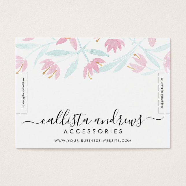 Pink Green Floral Watercolor Bracelet Display (Front)