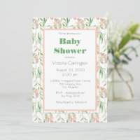 Pink & Green Floral Watercolor Modern Shower