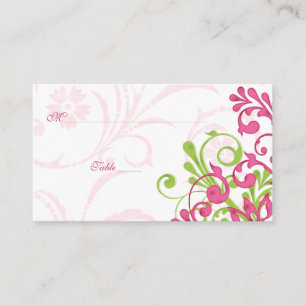 Pink Green Floral Wedding Place or Escort Cards