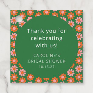 Pink Green Flowers Bridal Shower Custom Thank You Favour Tags