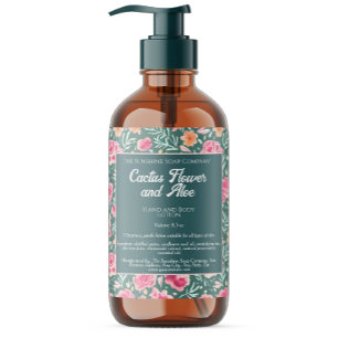Pink & Green Flowers Cosmetics Bottle Label