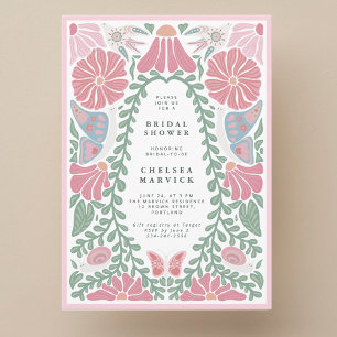 Pink green Garden Bridal Shower Invitation