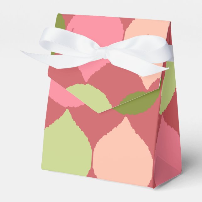 Pink Green Geometric Ikat Teardrop Circles Pattern Favour Box (Front Side)