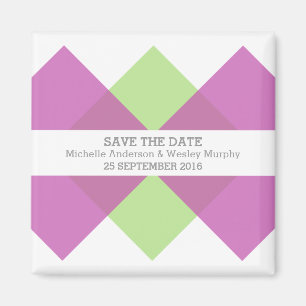Pink Green Geometric Triad Save the Date Magnet
