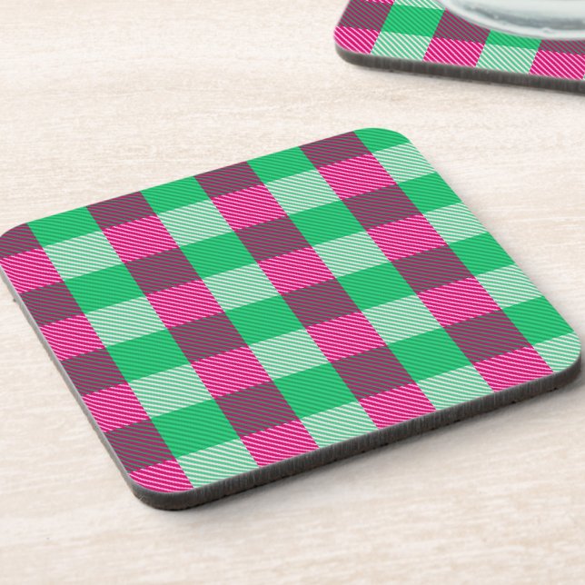 Pink Green Gingham Check Design  Coaster (Creator Uploaded)