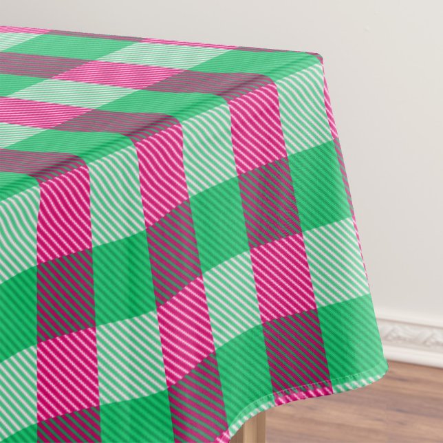Pink Green Gingham Check Design  Tablecloth (Creator Uploaded)