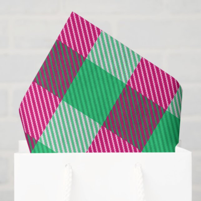 Pink Green Gingham Check Design  Tissue Paper (Creator Uploaded)