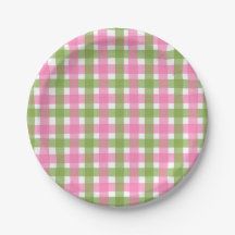 Pink Green Gingham Chequered Summer Garden Party