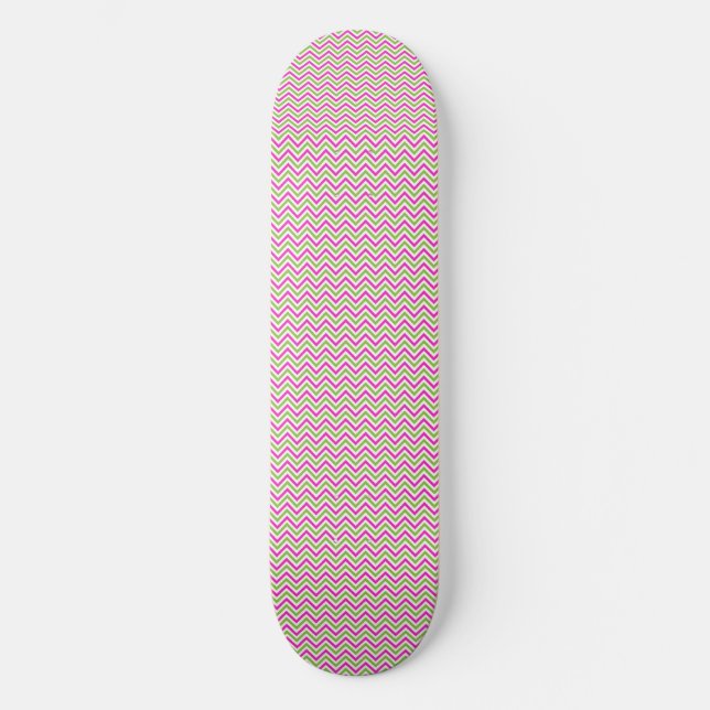 Pink Green Girly Wave Skateboard (Front)