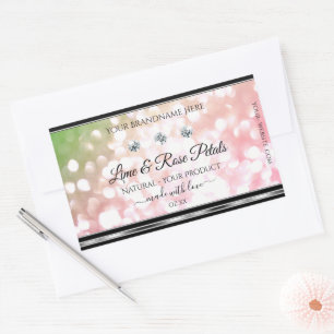 Pink Green Glitter Product Labels Diamonds Silver