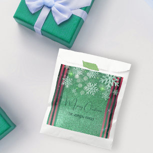Pink Green Glitter Winter Wonderland Christmas Favour Bags