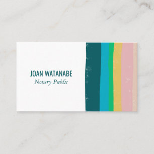 Pink Green Gold Minimalist Stripes Handmade Business Card