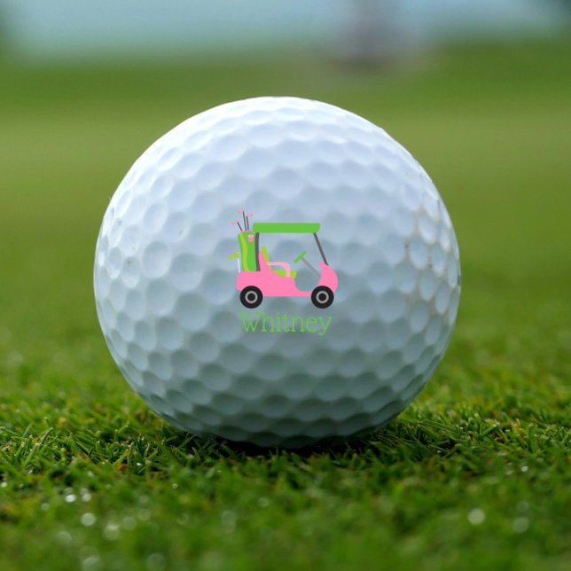Pink & Green Golf Cart Personalised Golf Balls (Creator Uploaded)