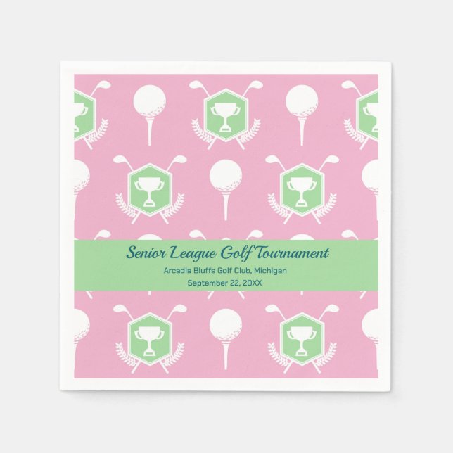 Pink & Green - Golf Party Tableware Napkin (Front)