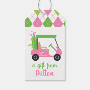Pink & Green Golf Personalised Gift Tags
