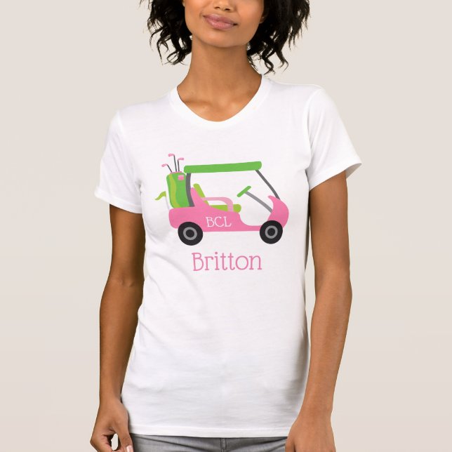 Pink & Green Golf Personalised T-shirt (Front)