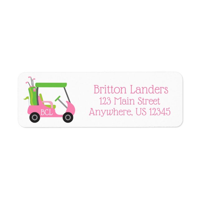 Pink & Green Golf Return Address Labels (Front)