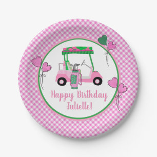 Pink & Green Golf Theme Personalised Party  Paper Plate