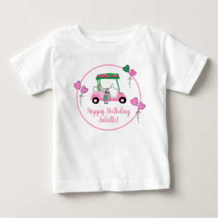 Pink & Green Golf Theme Personalized Party  Baby T-Shirt