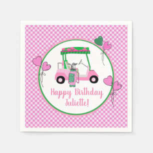 Pink & Green Golf Theme Personalized Party  Napkin