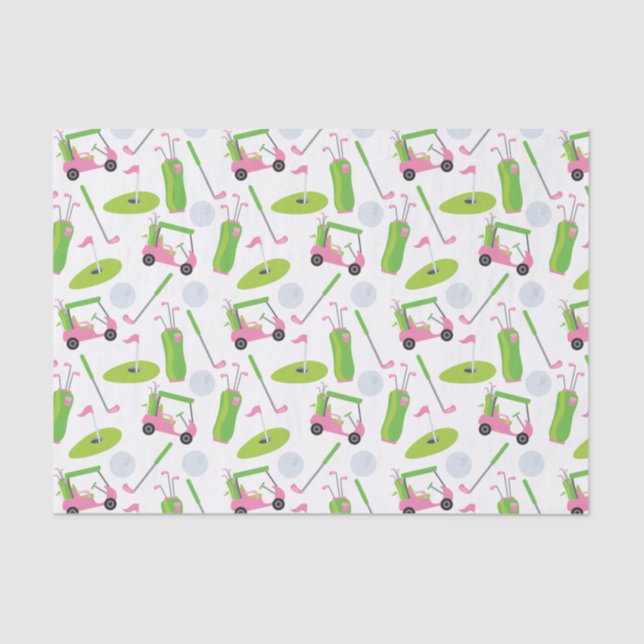 Pink & Green Golf Tissue Paper (Front)