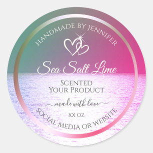 Pink Green Gradient Ocean Product Packaging Labels